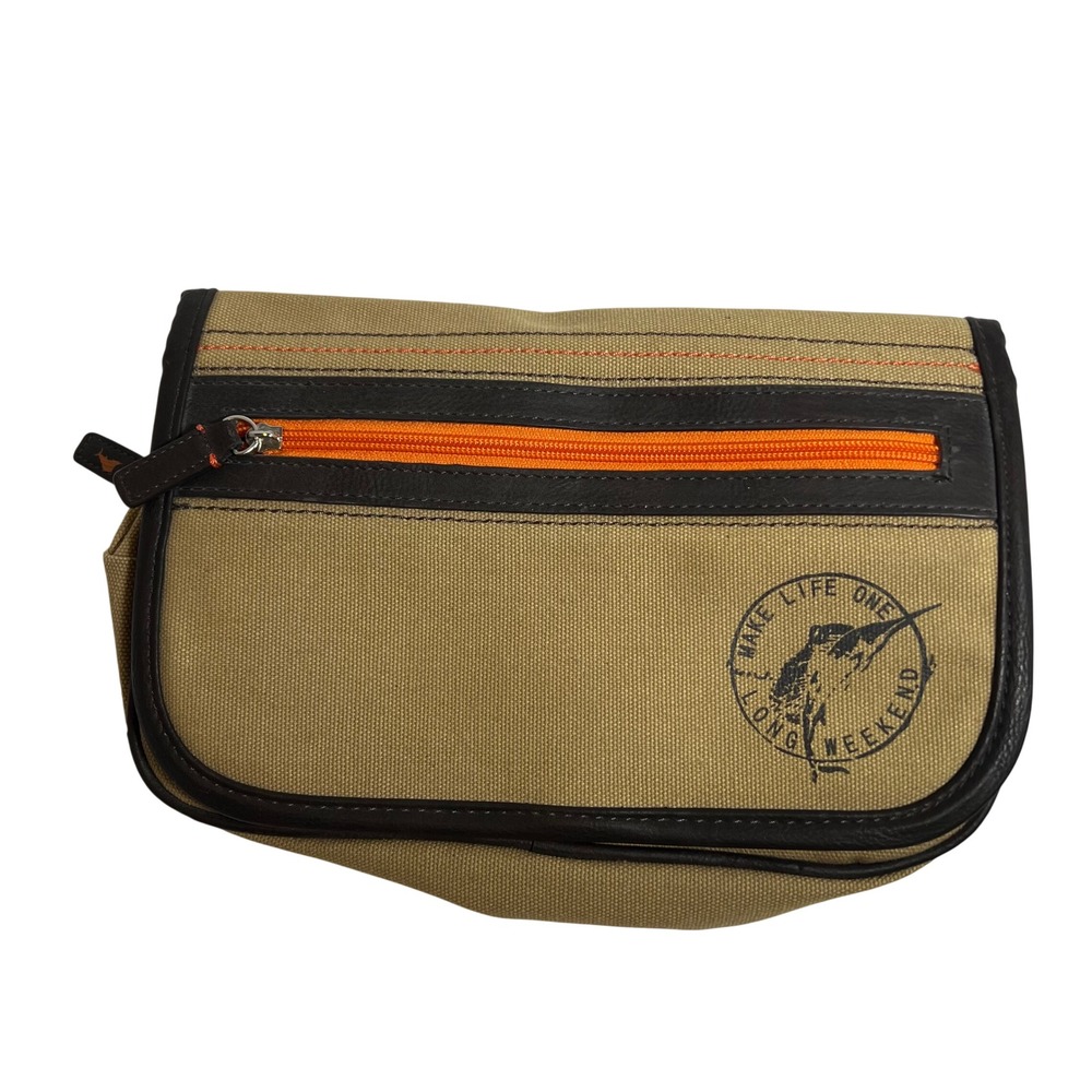 Tommy Bahama Toiletry‎ Bag Mens OS Tan Canvas Hanging Travel Dopp Kit Marlin
